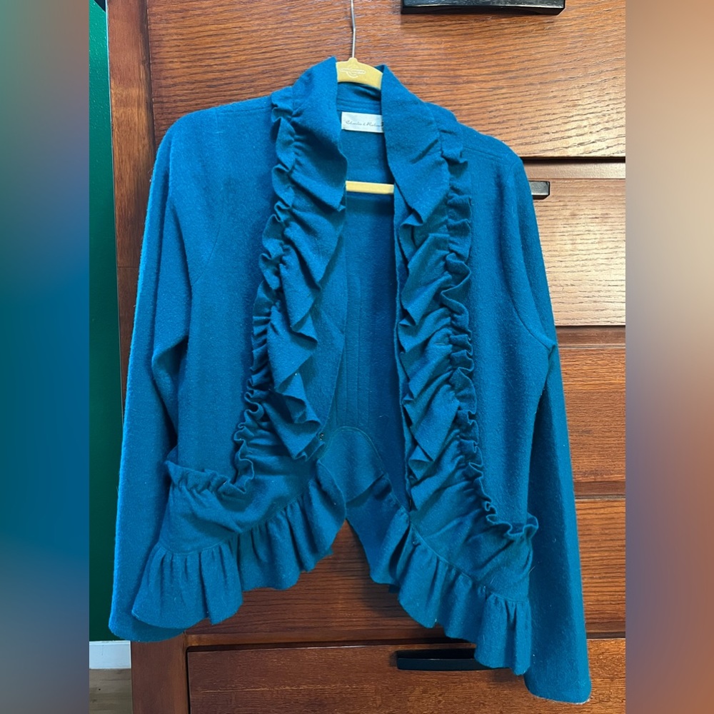 Ruffled Anthro wool sweater